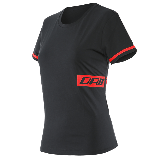 T-Shirt Dainese Paddock Lady Black/Lava-Red-0