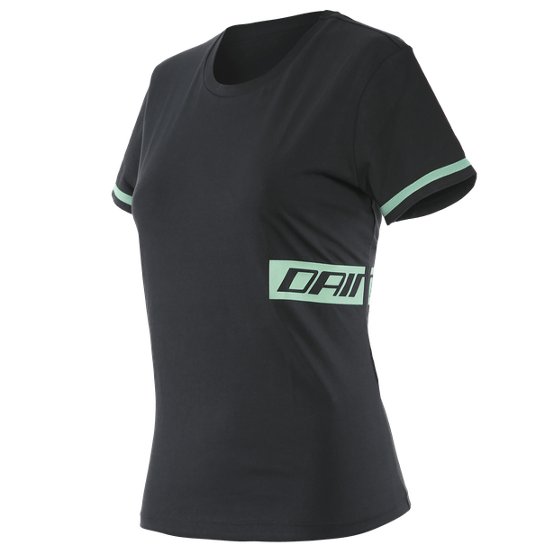 T-Shirt Dainese Paddock Lady Black/Aqua-Green-0